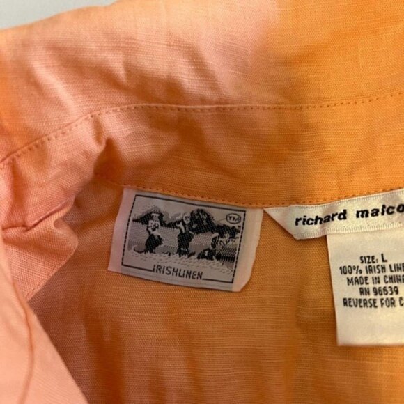 RICHARD Malcolm Irish Linen peach v-neck L - Picture 4 of 7